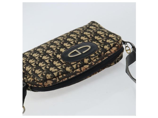 Borsa a Spalla in Tela Trotter Christian Dior Nero Oro Auth 155999 D'oro - vista 6
