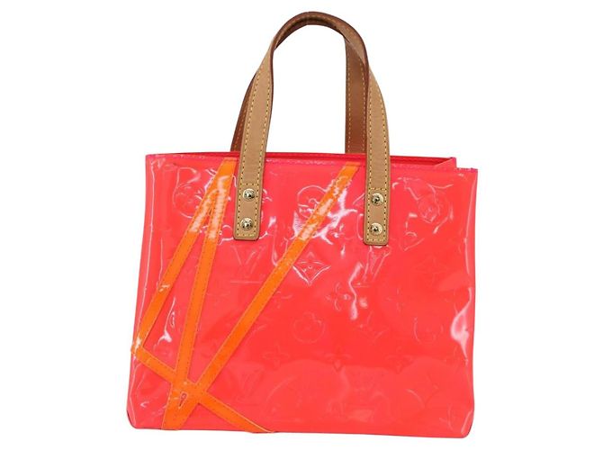 LOUIS VUITTON Monogram Vernis Fluo Reade PM Borsa a Mano Rossa M91903 LV Auth mr1578 Rosso Arancione - vista 13