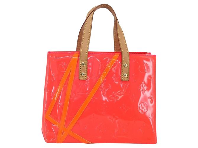 LOUIS VUITTON Monogram Vernis Fluo Reade PM Borsa a Mano Rossa M91903 LV Auth mr1578 Rosso Arancione - vista 2
