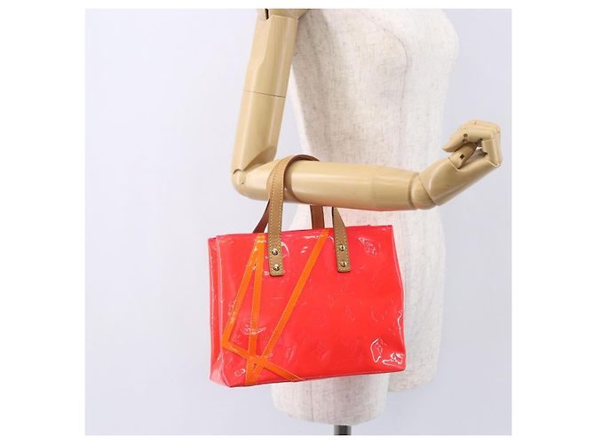 LOUIS VUITTON Monogram Vernis Fluo Reade PM Borsa a Mano Rossa M91903 LV Auth mr1578 Rosso Arancione - vista 20