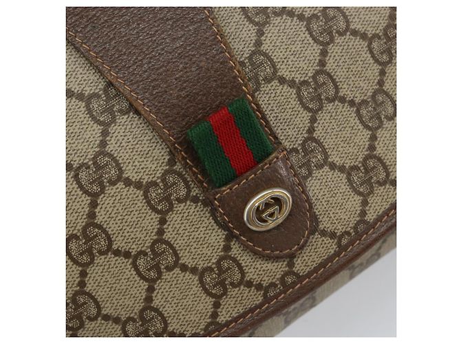 GUCCI GG Supreme Web Sherry Line Clutch Bag PVC Rosso Beige Auth 154661 - vista 17
