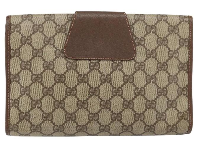 GUCCI GG Supreme Web Sherry Line Clutch Bag PVC Rosso Beige Auth 154661 - vista 2
