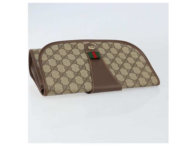 GUCCI GG Supreme Web Sherry Line Clutch Bag PVC Rosso Beige Auth 154661 - vista 5