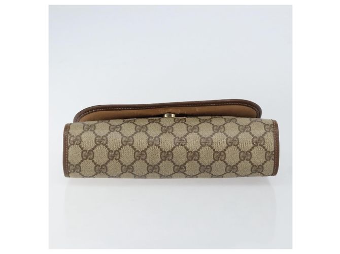 GUCCI GG Supreme Web Sherry Line Clutch Bag PVC Rosso Beige Auth 154661 - vista 6