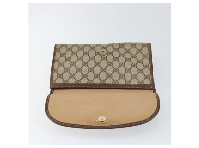 GUCCI GG Supreme Web Sherry Line Clutch Bag PVC Rosso Beige Auth 154661 - vista 8