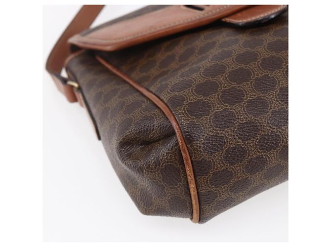 Céline Borsa a Spalla in Tela Macadam CELINE in Pelle PVC Marrone Oro Auth 154711 D'oro - vista 14