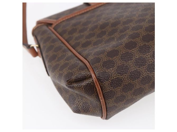 Céline Borsa a Spalla in Tela Macadam CELINE in Pelle PVC Marrone Oro Auth 154711 D'oro - vista 16