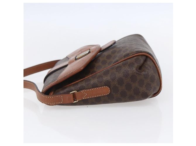 Céline Borsa a Spalla in Tela Macadam CELINE in Pelle PVC Marrone Oro Auth 154711 D'oro - vista 3