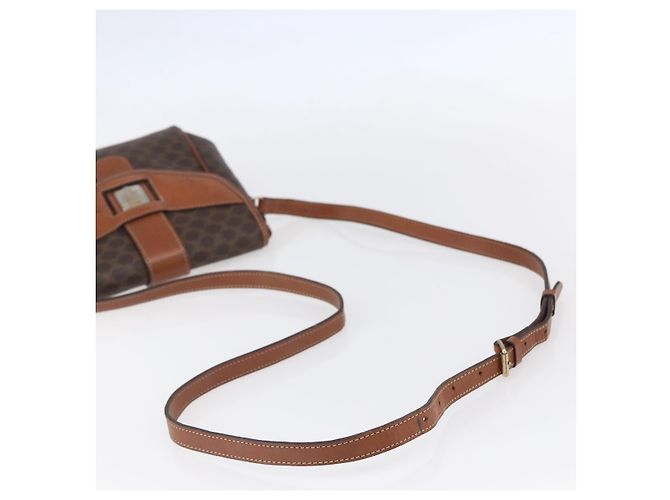 Céline Borsa a Spalla in Tela Macadam CELINE in Pelle PVC Marrone Oro Auth 154711 D'oro - vista 7