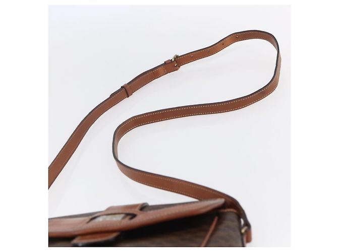 Céline Borsa a Spalla in Tela Macadam CELINE in Pelle PVC Marrone Oro Auth 154711 D'oro - vista 8
