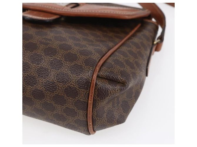 Céline Borsa a Spalla in Tela Macadam CELINE in Pelle PVC Marrone Oro Auth 154711 D'oro - vista 9