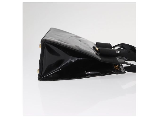 Borsa a Mano Salvatore Ferragamo Vala Smalto 2 vie Nero Oro Auth 156283 - vista 4