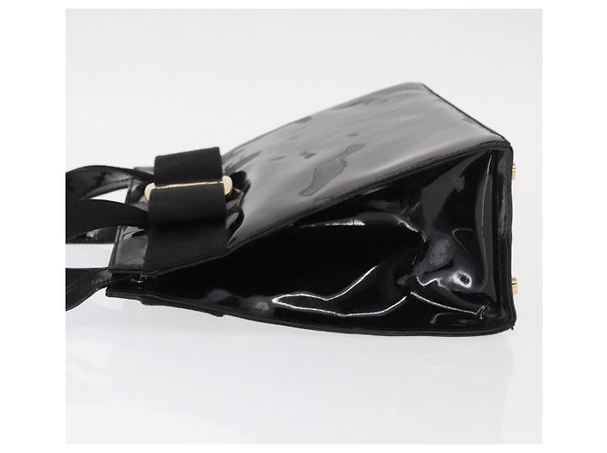 Borsa a Mano Salvatore Ferragamo Vala Smalto 2 vie Nero Oro Auth 156283 - vista 5