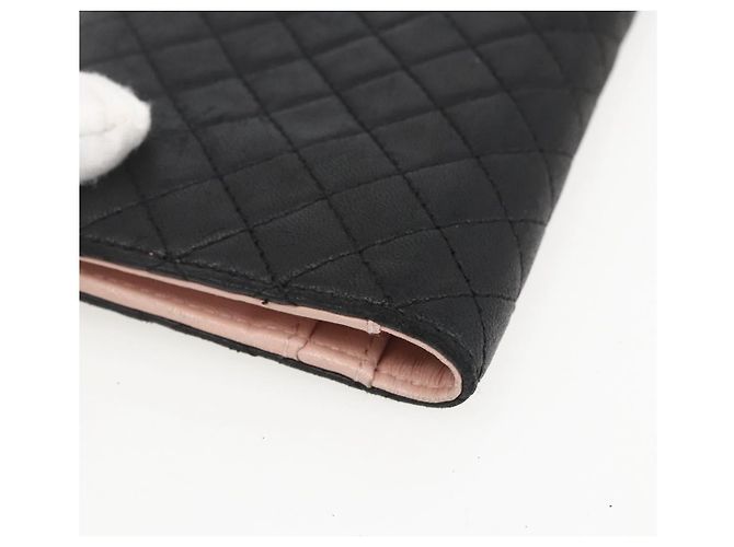 CHANEL Langer Matelassé Geldbeutel aus Lammleder Schwarz CC Auth bs31616 - Ansicht 10