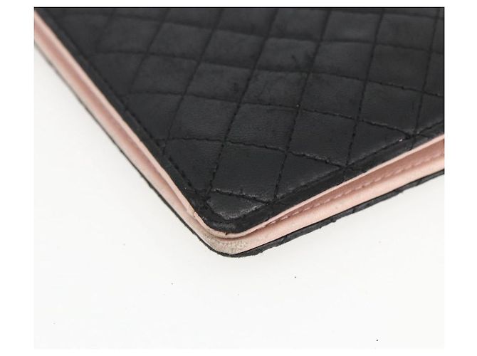 CHANEL Langer Matelassé Geldbeutel aus Lammleder Schwarz CC Auth bs31616 - Ansicht 11