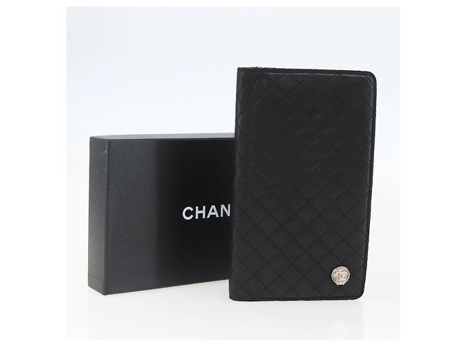 CHANEL Langer Matelassé Geldbeutel aus Lammleder Schwarz CC Auth bs31616 - Ansicht 23