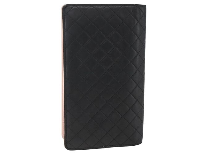 CHANEL Langer Matelassé Geldbeutel aus Lammleder Schwarz CC Auth bs31616 - Ansicht 3