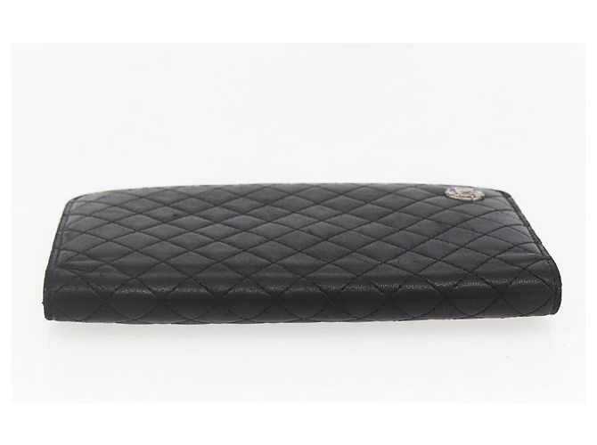 CHANEL Langer Matelassé Geldbeutel aus Lammleder Schwarz CC Auth bs31616 - Ansicht 5