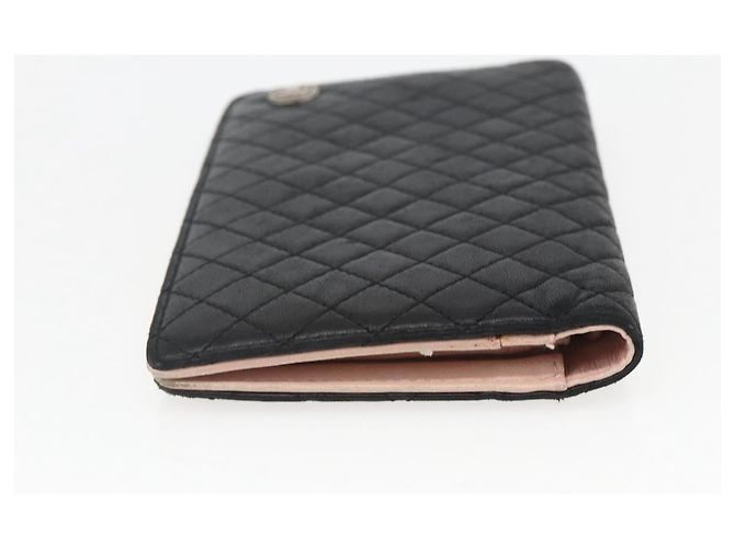 CHANEL Langer Matelassé Geldbeutel aus Lammleder Schwarz CC Auth bs31616 - Ansicht 6
