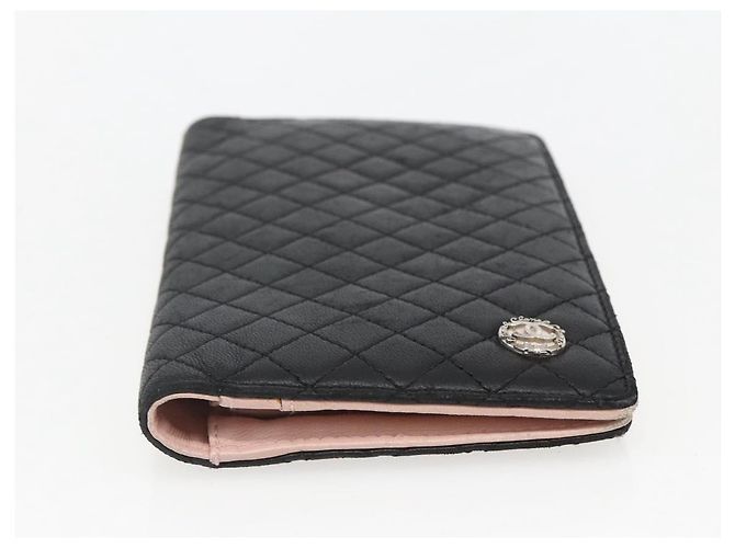 CHANEL Langer Matelassé Geldbeutel aus Lammleder Schwarz CC Auth bs31616 - Ansicht 7