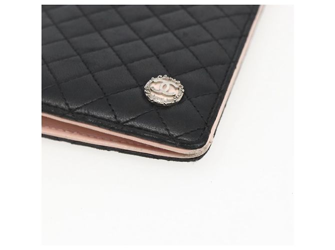 CHANEL Langer Matelassé Geldbeutel aus Lammleder Schwarz CC Auth bs31616 - Ansicht 8