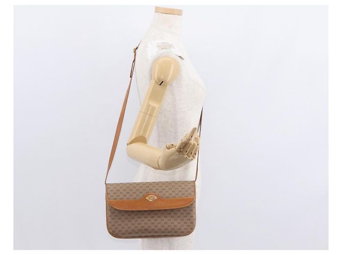 Gucci Borsa a Spalla Micro GG Supreme PVC Beige Oro 004 106 0024 Auth BA8625 D'oro - vista 24