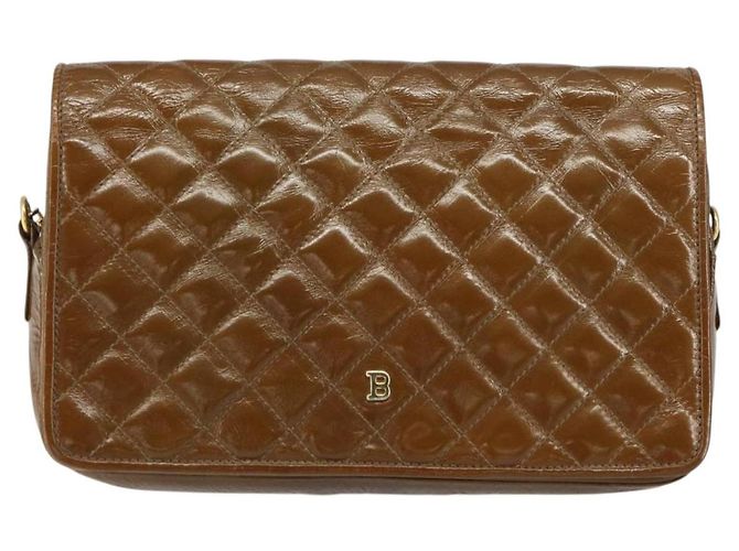 BALLY Borsa a Spalla con Catena Smalto Marrone Oro Auth 143674 D'oro - vista 2