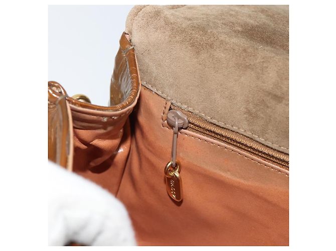 BALLY Borsa a Spalla con Catena Smalto Marrone Oro Auth 143674 D'oro - vista 20