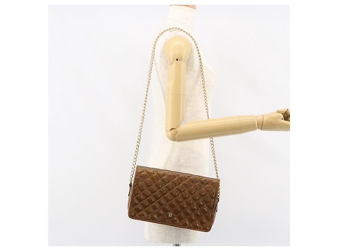BALLY Borsa a Spalla con Catena Smalto Marrone Oro Auth 143674 D'oro - vista 22
