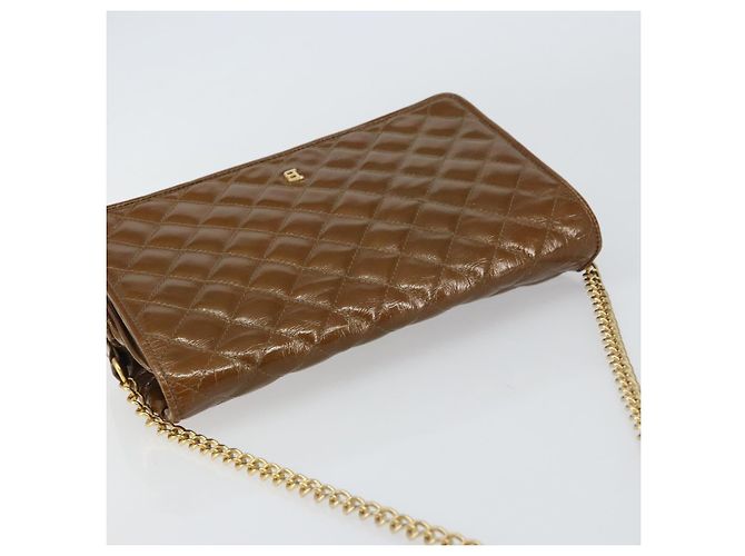 BALLY Borsa a Spalla con Catena Smalto Marrone Oro Auth 143674 D'oro - vista 6