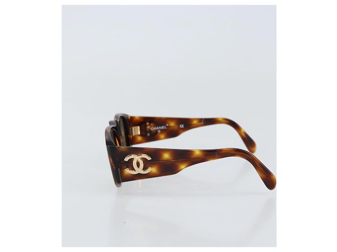 Gafas de sol CHANEL de plástico marrón CC Auth yk19645V Castaño - vista 4