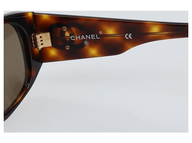 Gafas de sol CHANEL de plástico marrón CC Auth yk19645V Castaño - vista 9