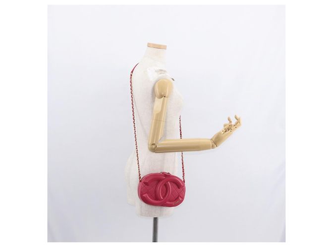 CHANEL Matelassé Catena Grande Borsa Camera Coco Pelle di Pecora Rosa CC Auth BA8999SAM D'oro - vista 22