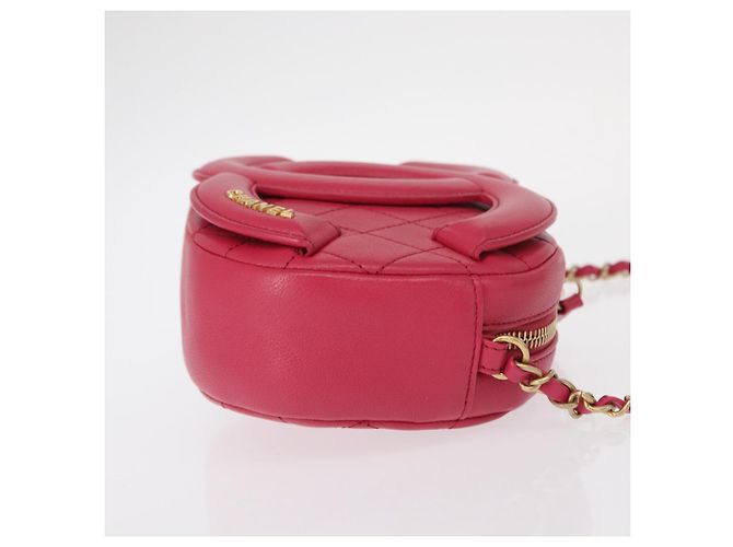 CHANEL Matelassé Catena Grande Borsa Camera Coco Pelle di Pecora Rosa CC Auth BA8999SAM D'oro - vista 4