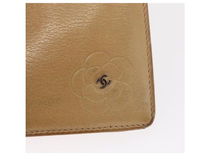 CHANEL Portafoglio Camelia Pelle Beige CC Auth bs31581 - vista 12