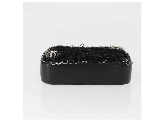 Borsa a Spalla con Catena CHANEL Paillettes Nero Argento CC Auth 146554SM - vista 10