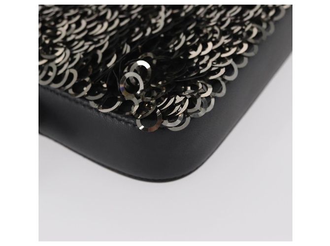 Borsa a Spalla con Catena CHANEL Paillettes Nero Argento CC Auth 146554SM - vista 11