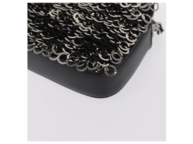Borsa a Spalla con Catena CHANEL Paillettes Nero Argento CC Auth 146554SM - vista 12