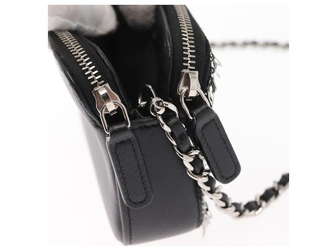 Borsa a Spalla con Catena CHANEL Paillettes Nero Argento CC Auth 146554SM - vista 15