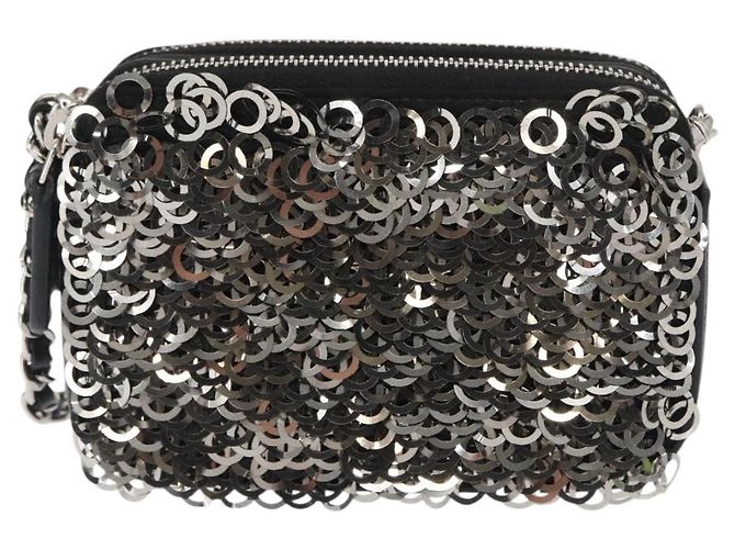 Borsa a Spalla con Catena CHANEL Paillettes Nero Argento CC Auth 146554SM - vista 2