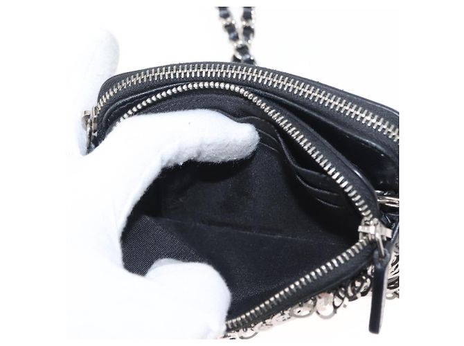 Borsa a Spalla con Catena CHANEL Paillettes Nero Argento CC Auth 146554SM - vista 21
