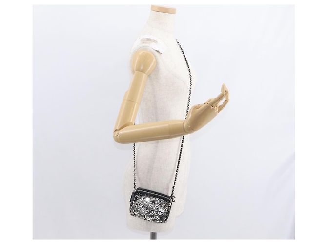 Borsa a Spalla con Catena CHANEL Paillettes Nero Argento CC Auth 146554SM - vista 23