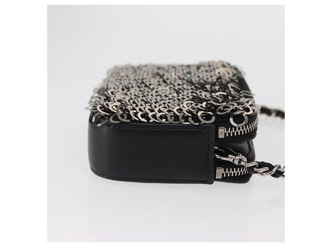 Borsa a Spalla con Catena CHANEL Paillettes Nero Argento CC Auth 146554SM - vista 4