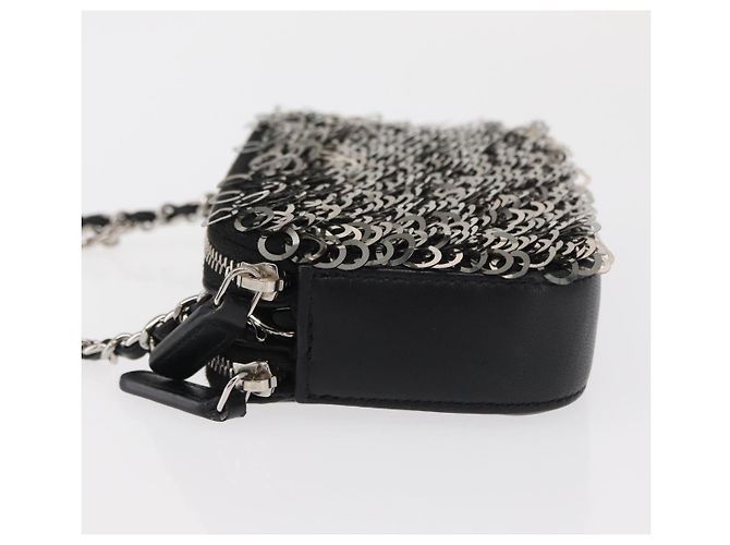 Borsa a Spalla con Catena CHANEL Paillettes Nero Argento CC Auth 146554SM - vista 5
