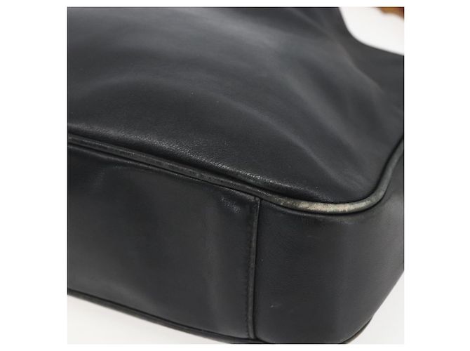 Borsa a mano in pelle GUCCI Bamboo 2 in 1 Nero Oro 001 1633 Auth 156256 - vista 12