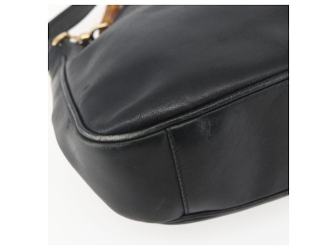 Borsa a mano in pelle GUCCI Bamboo 2 in 1 Nero Oro 001 1633 Auth 156256 - vista 13