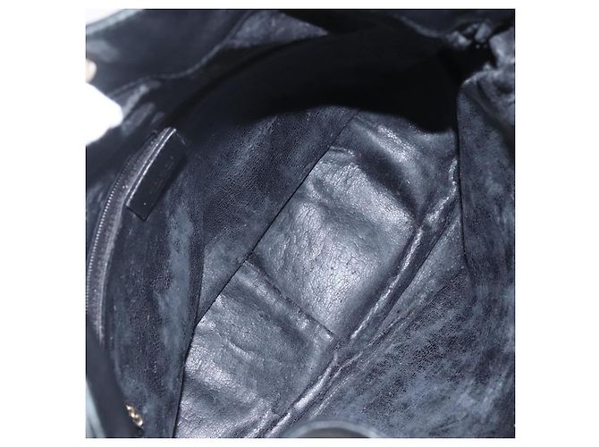 Borsa a mano in pelle GUCCI Bamboo 2 in 1 Nero Oro 001 1633 Auth 156256 - vista 18