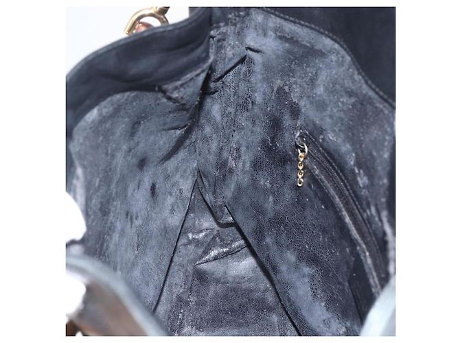 Borsa a mano in pelle GUCCI Bamboo 2 in 1 Nero Oro 001 1633 Auth 156256 - vista 20