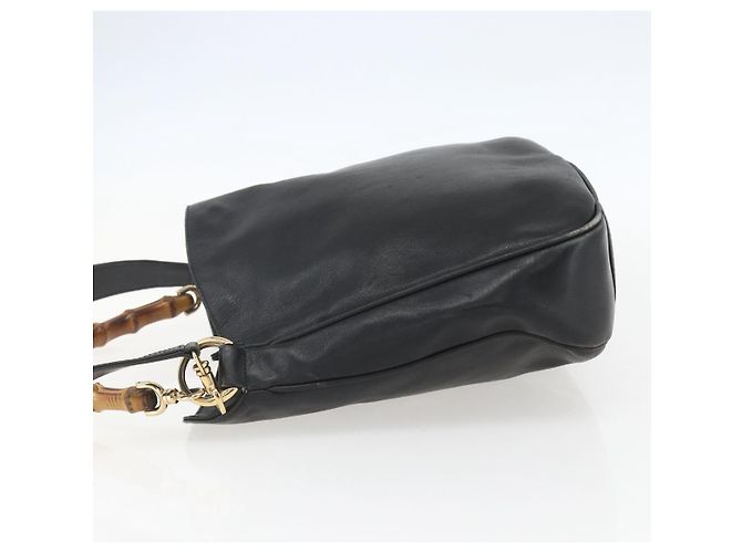 Borsa a mano in pelle GUCCI Bamboo 2 in 1 Nero Oro 001 1633 Auth 156256 - vista 4