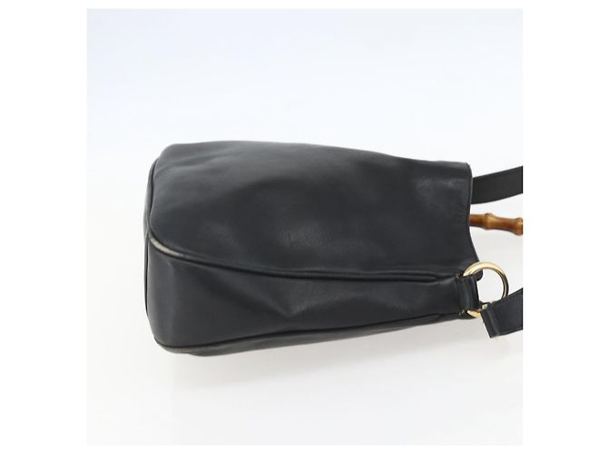 Borsa a mano in pelle GUCCI Bamboo 2 in 1 Nero Oro 001 1633 Auth 156256 - vista 5